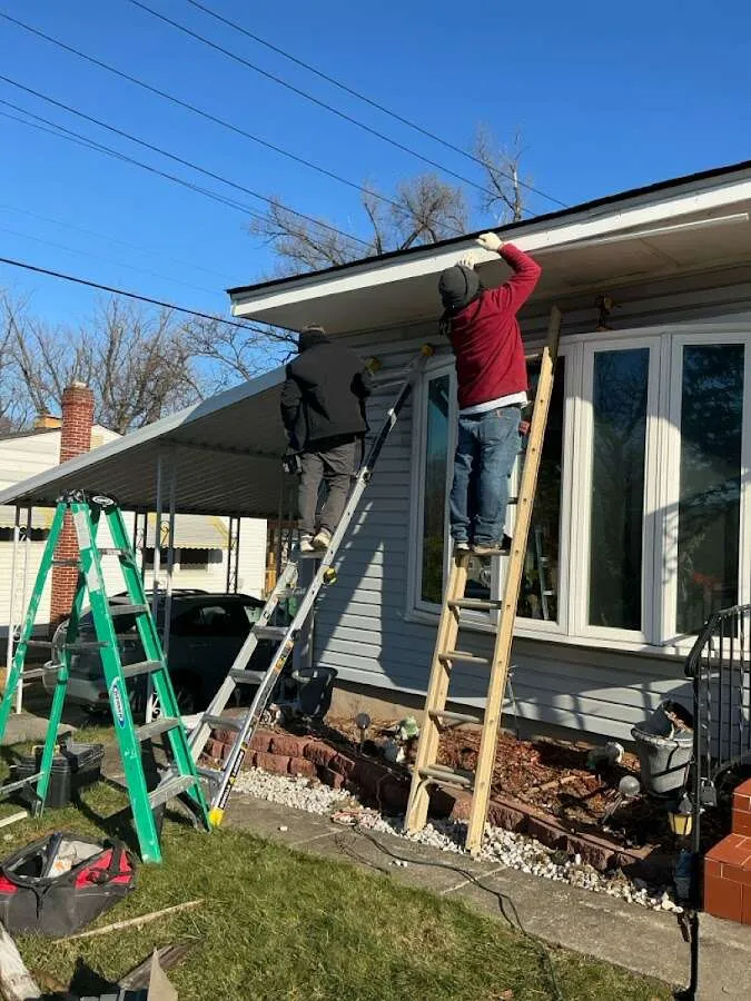 Restoration crew performing exterior repair in Meadow Lakes