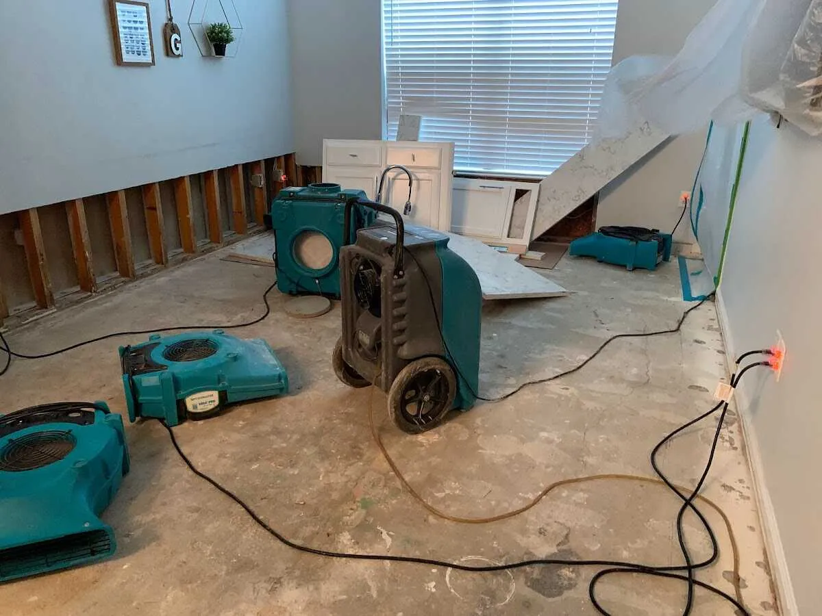 Dehumidifier in flood-cut room for Water Extraction & Removal in Meadow Lakes